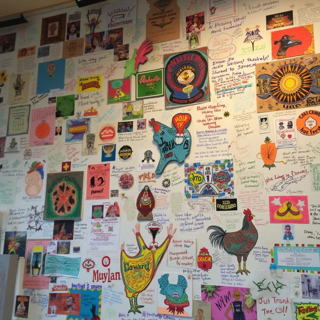 Wall of fan art for Chicken Cannon