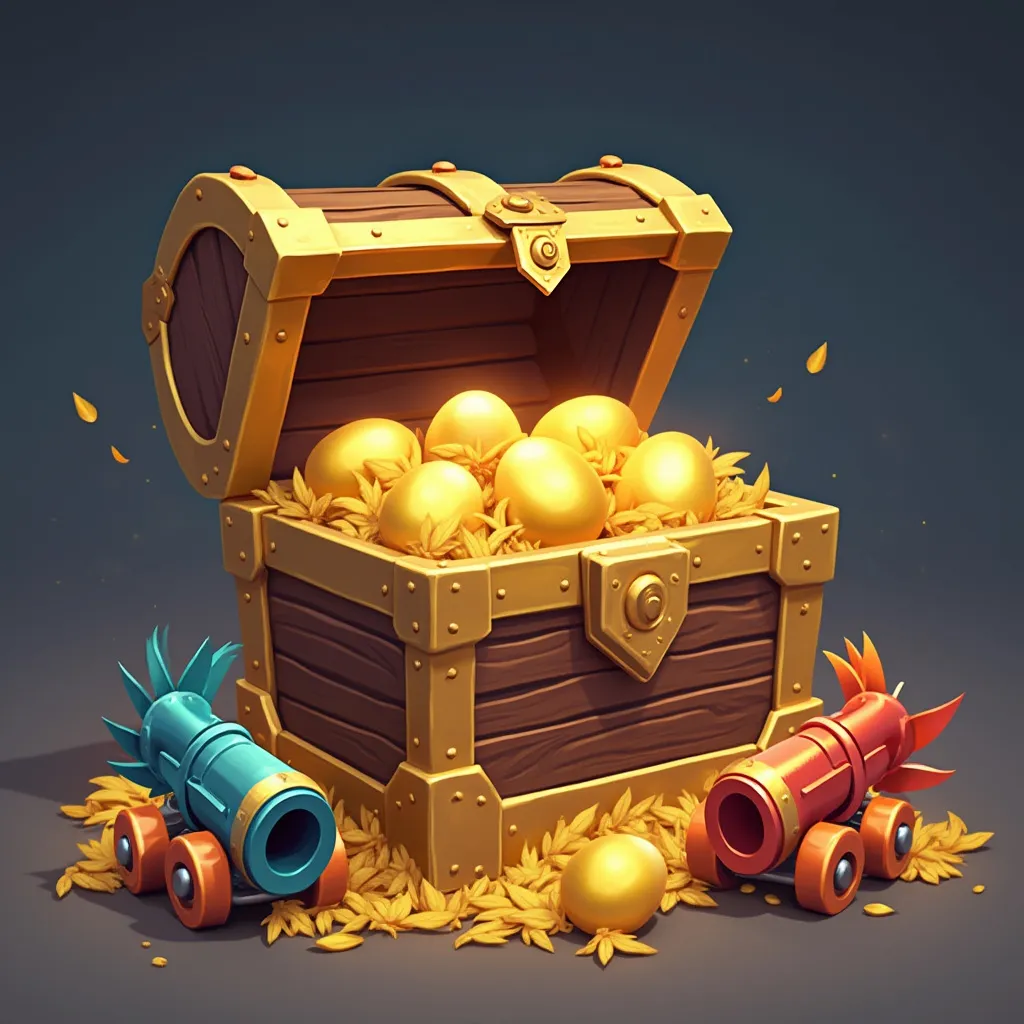 Treasure chest with Chicken Cannon goodies
