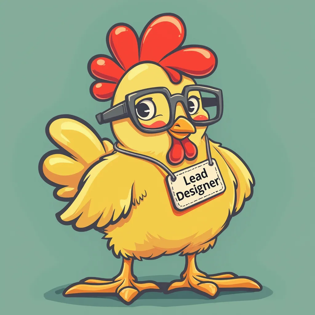 Friendly cartoon chicken character representing a team member